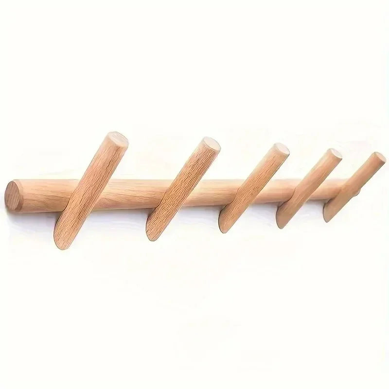 Elegant Oak Wall Mounted Coat Rack with 4 Sturdy Hooks | Minimalist Design for Entryway Organization 3