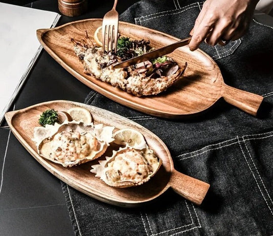 Elegant Wooden Serving Plate with Elongated Design for Stylish Dining 1