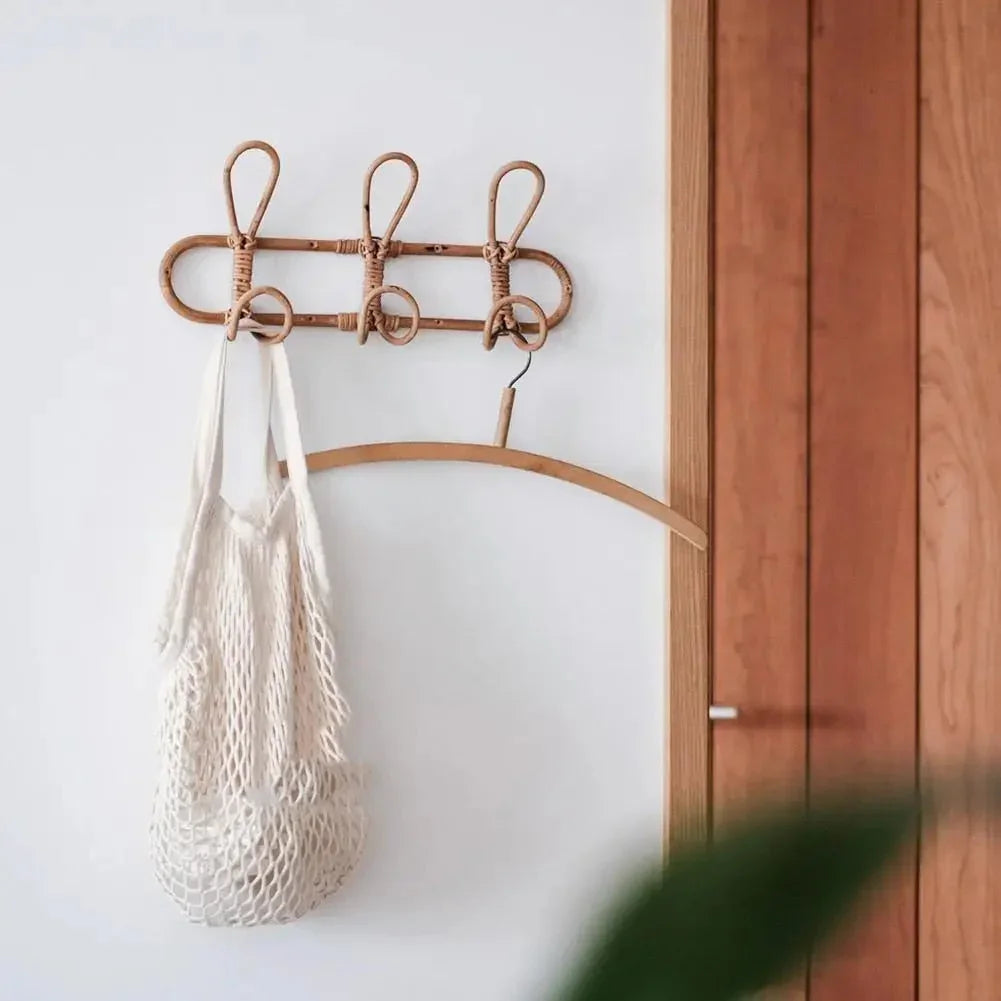 Rattan Wall Hooks | Stylish Coat Hooks with Unique Texture | Rustic Organizers for Home Decor 8
