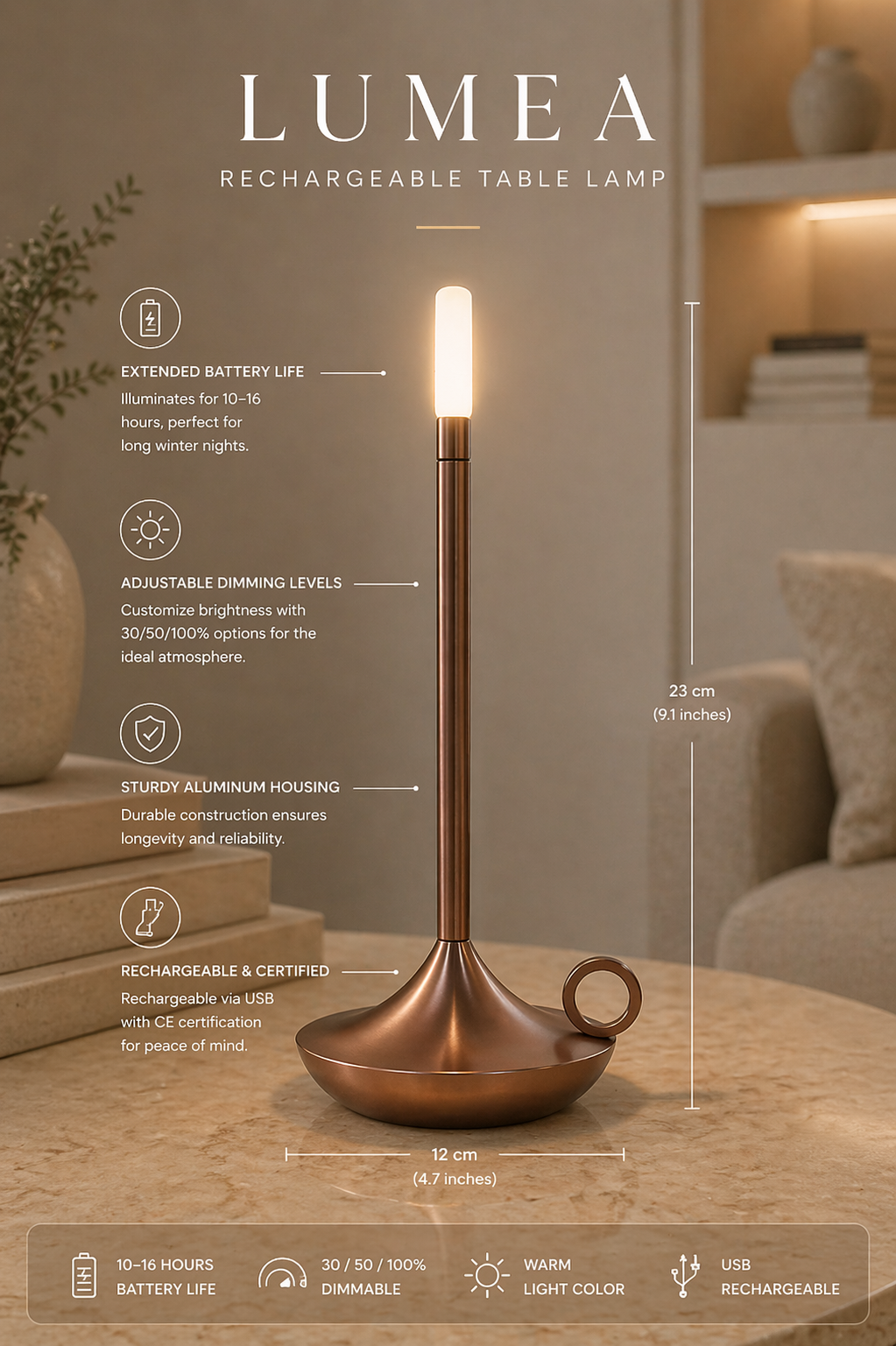 Lumea | Rechargeable Candle Light Lamp