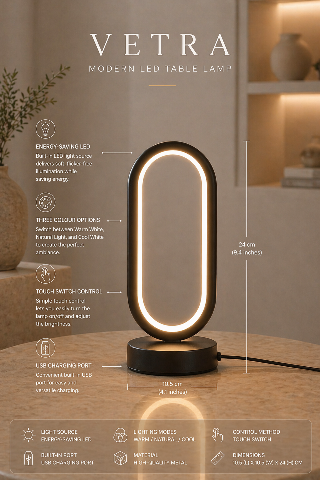 Vetra | LED Table Lamp