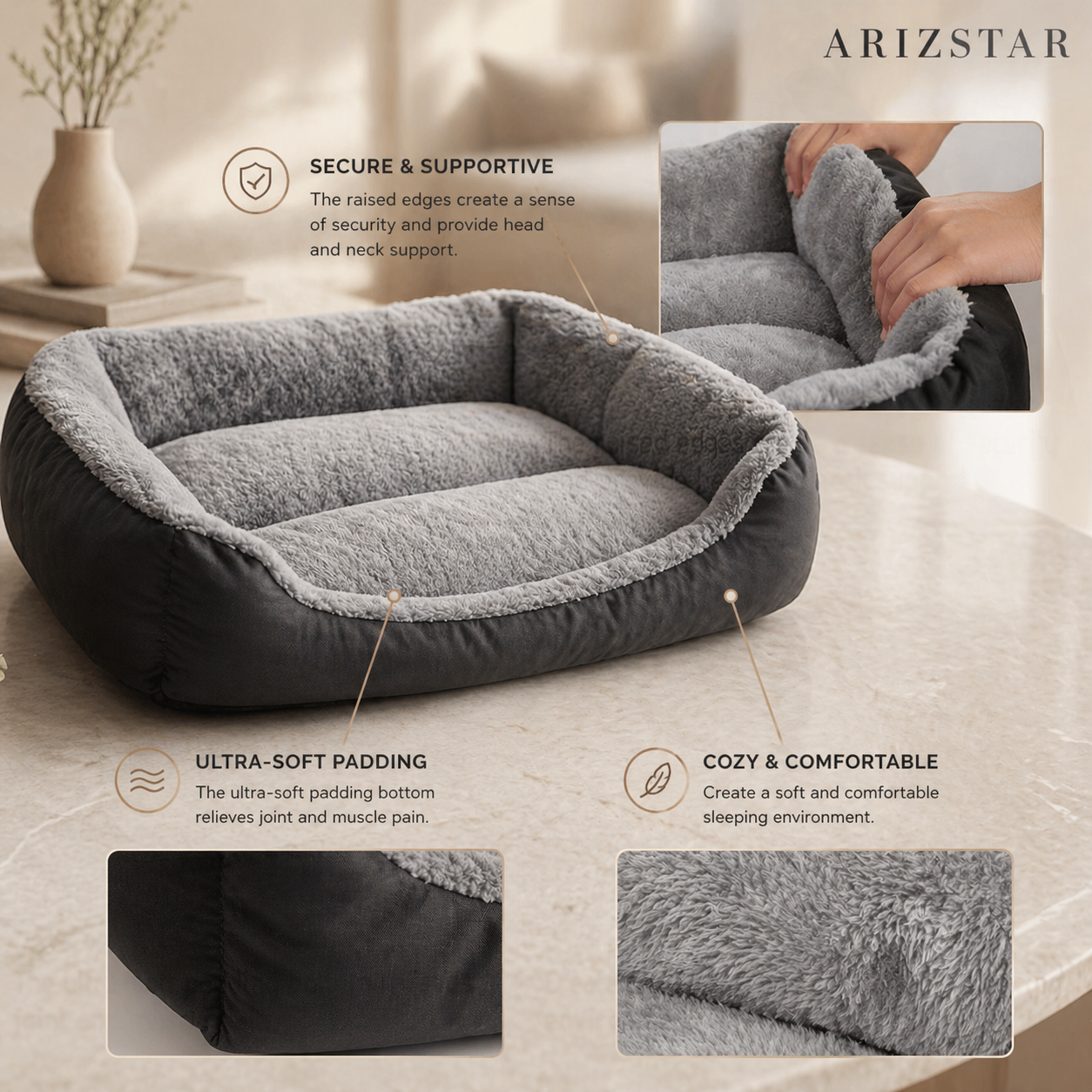 Dream Paw | Dog Bed with Insulated Cushion for Year-Round Comfort