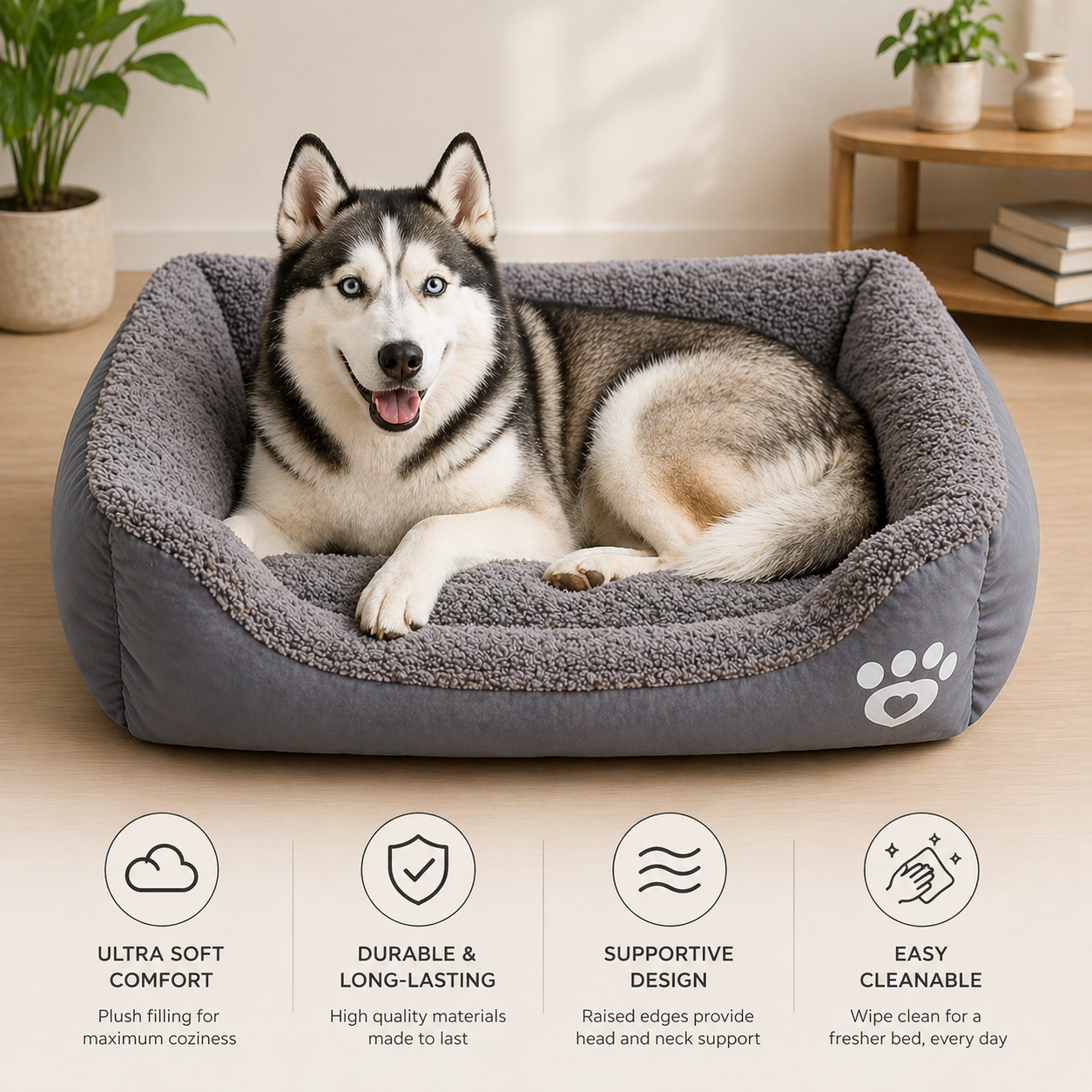 Dream Paw | Dog Bed with Insulated Cushion for Year-Round Comfort