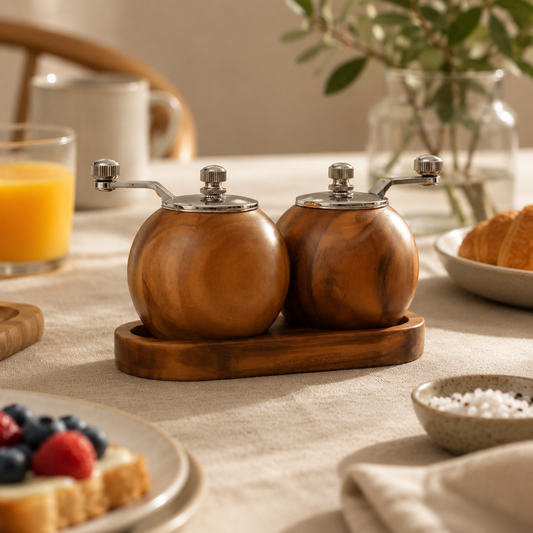 Nordic Salt and Pepper Mill Set with Effortless Grinding | Eco-Friendly Design for Stylish Dining