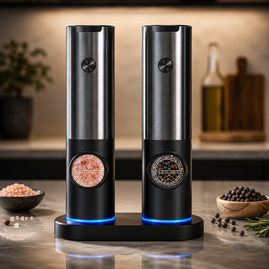 Modern Luxe | Electric Salt and Pepper Grinder Set with Rechargeable Design | Effortless Seasoning for Everyday Cooking