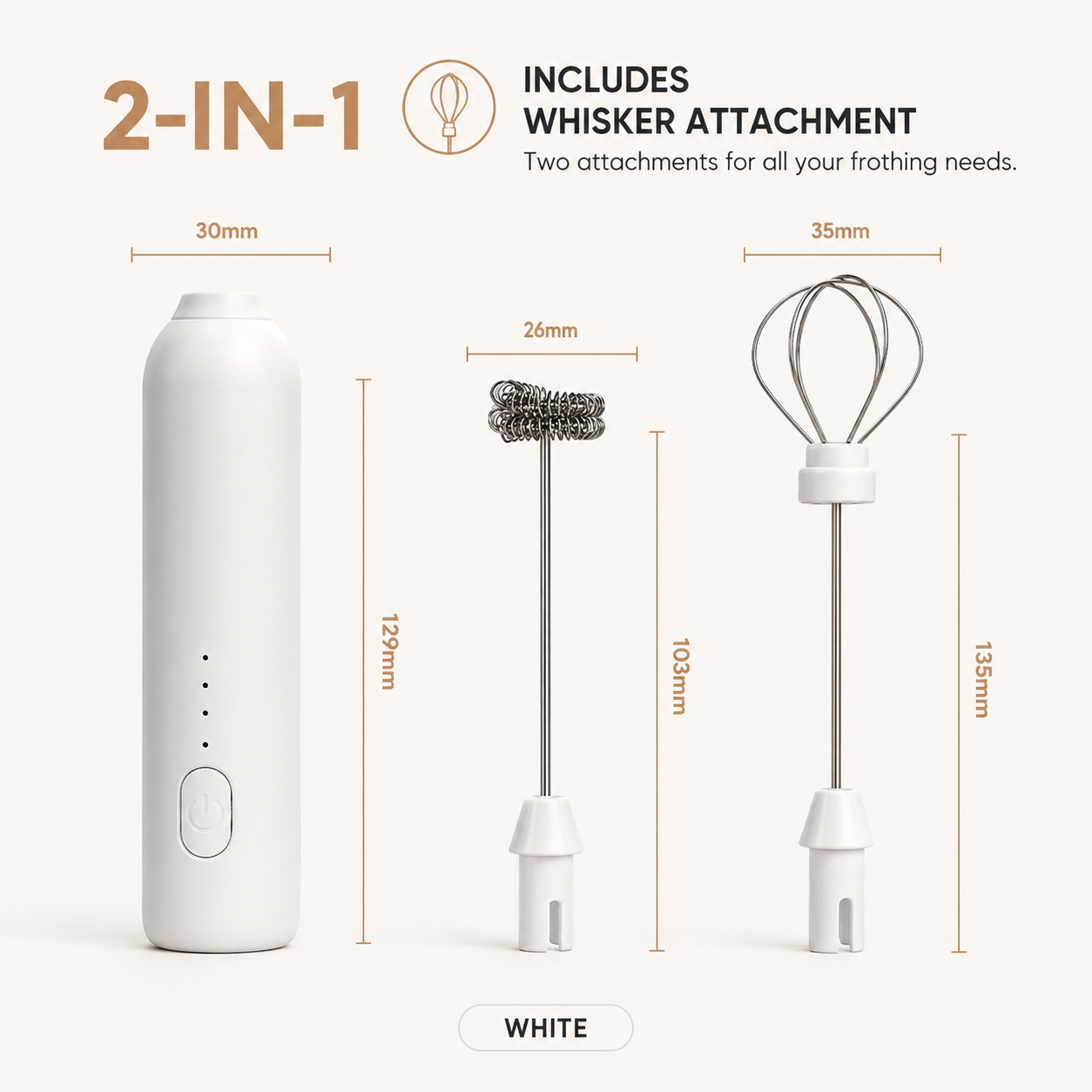 Compact Electric Milk Frother | Handheld Stainless Steel Whisk for Creamy Coffee and Cappuccinos