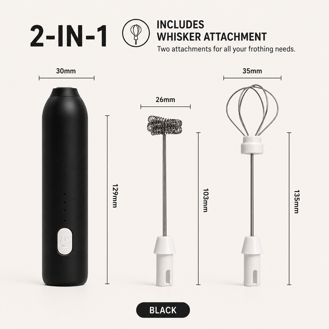 Compact Electric Milk Frother | Handheld Stainless Steel Whisk for Creamy Coffee and Cappuccinos