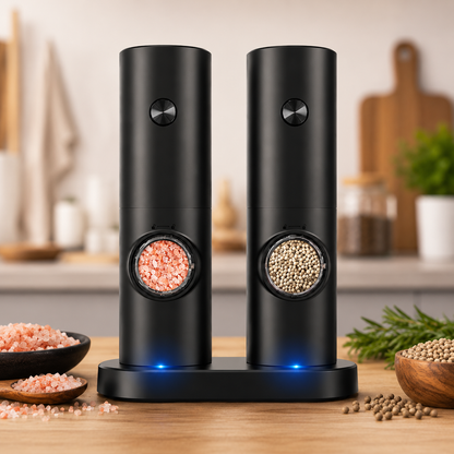 Elegant Kitchen Tool | Electric Salt and Pepper Grinder Set with LED Light | Adjustable Coarseness for Fresh Spices