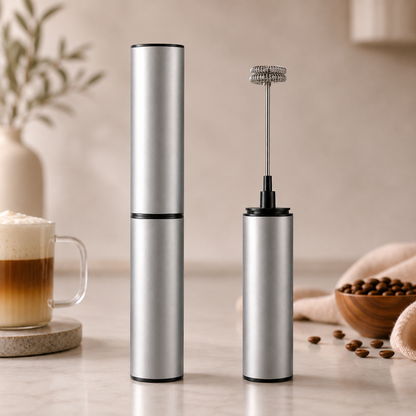 Portable Milk Frother | Rechargeable Stainless Steel with 2 Speeds | Versatile Tool for Lattes and Cappuccinos