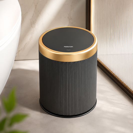 Elegant Oval Kitchen Trash Can | Press-Top Waste Bin with Odour-Sealing Design for Modern Homes