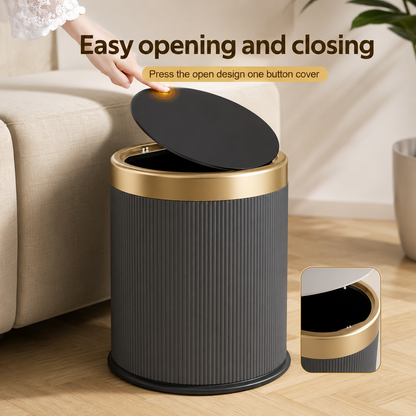 Elegant Oval Kitchen Trash Can | Press-Top Waste Bin with Odour-Sealing Design for Modern Homes