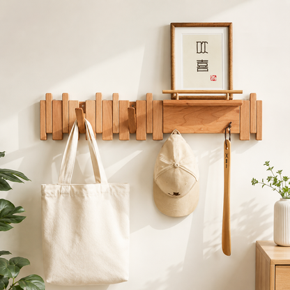 Creative Collection | Wall-Mounted Coat Rack with Unique Piano Key Design | Stylish Solid Wood Hooks for Organized Spaces
