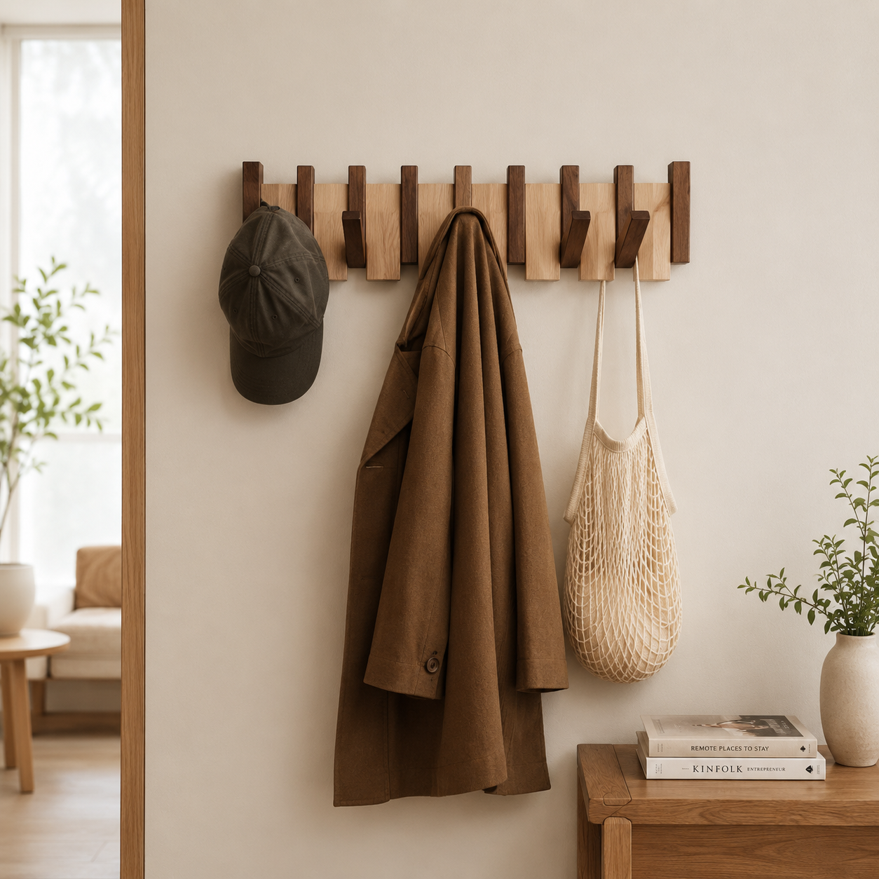 Wall Mounted Coat Rack with Piano Design | Stylish Storage for Entryway Organization