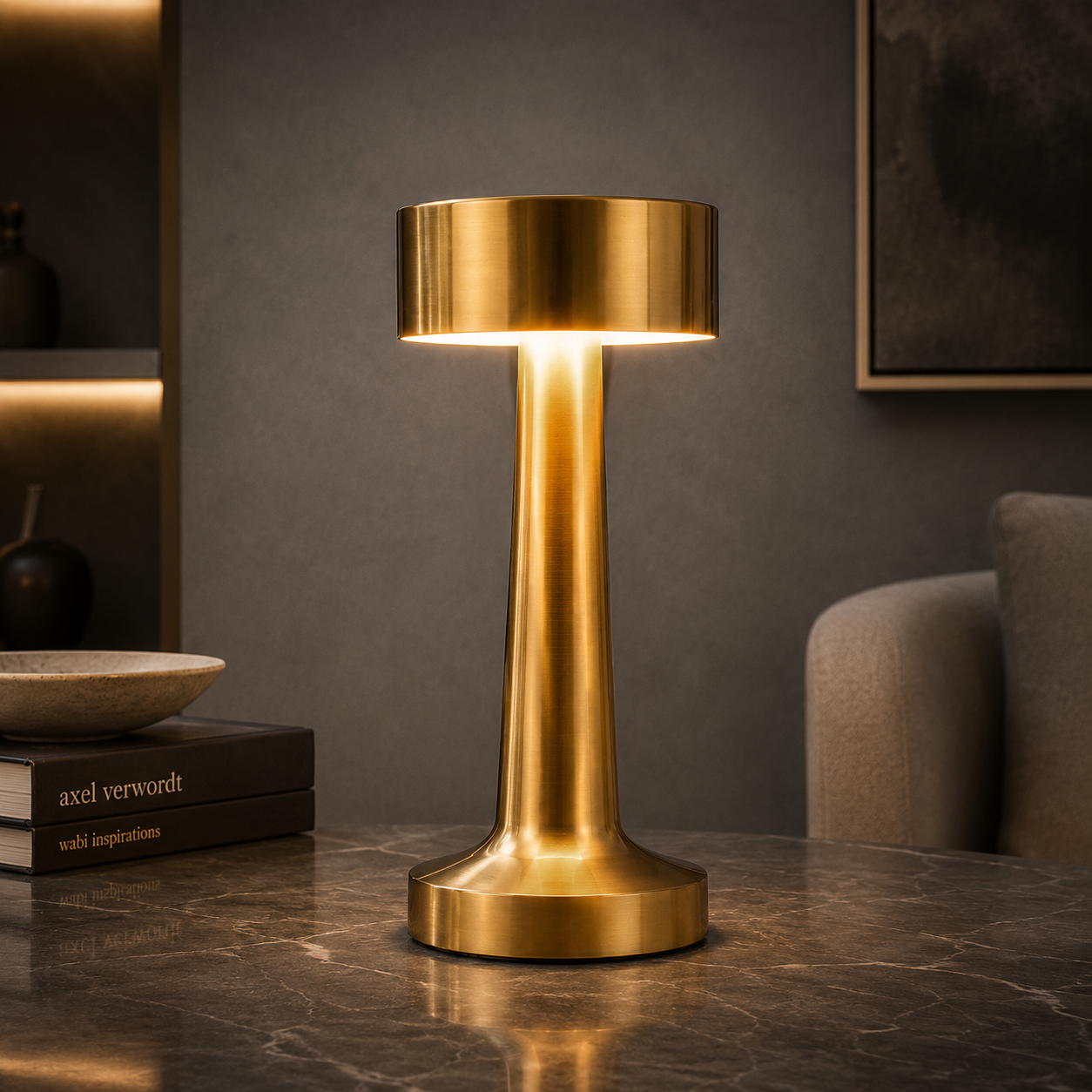 Adele |  Retro Cordless Table Lamp with Adjustable Brightness