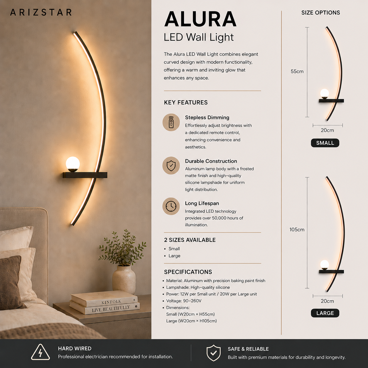 Alura | Dimmable LED Wall Light With Remote Control