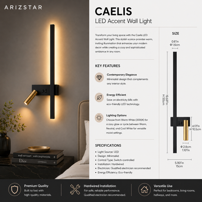 Caelis | LED Wall Light Modern Energy-Efficient Sconce with Dimmable Options