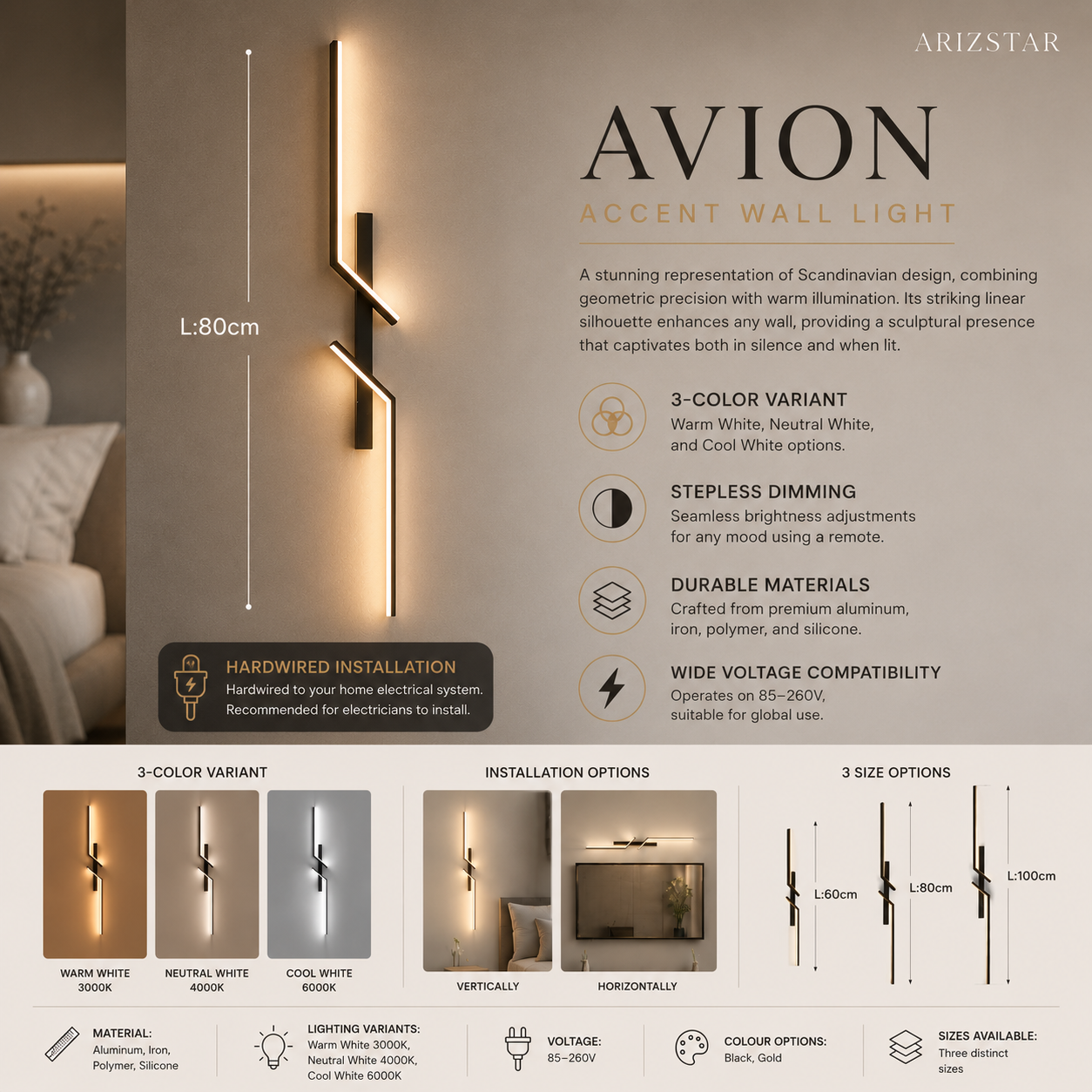 Avion | Modern Dimmable Wall Light
