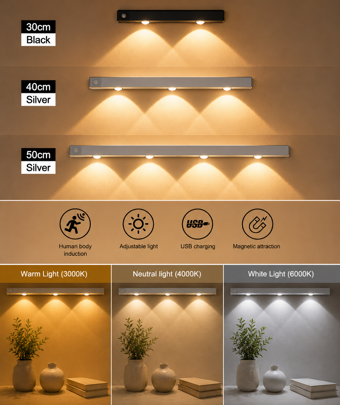 Halo Motion Light | Rechargeable LED Light with Intelligent Motion Control | Elegant Design for Versatile Illumination