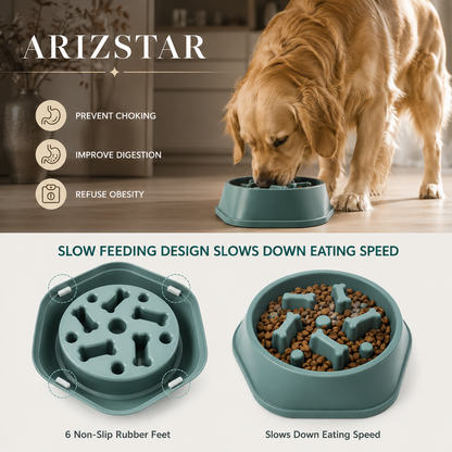 Anti-Choking Slow Feeder Dog Bowl with Non-Slip Base