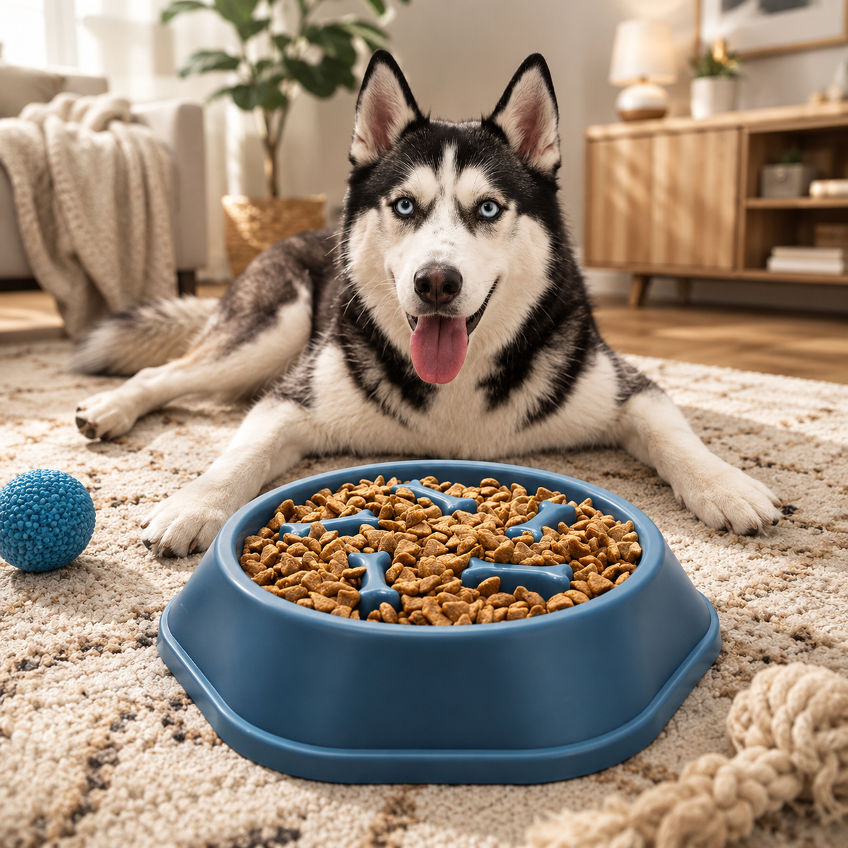 Anti-Choking Slow Feeder Dog Bowl with Non-Slip Base