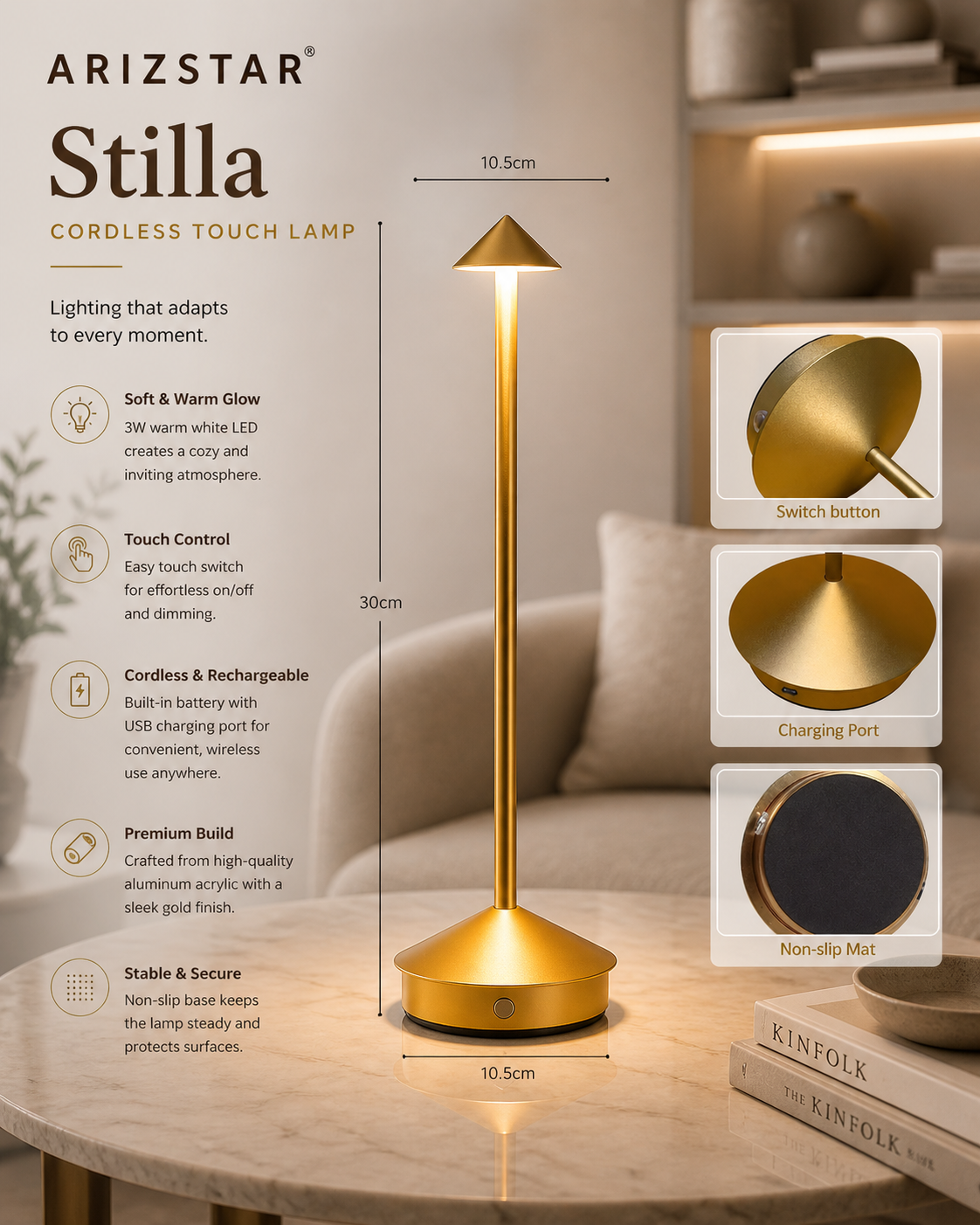 Stilla | Rechargeable Cordless Table Lamp