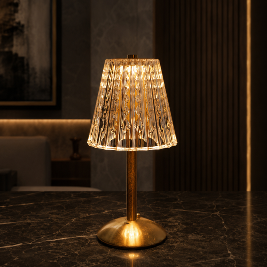 Elegant Crystal Table Lamp | Cordless Touch Control Design with Rechargeable Battery
