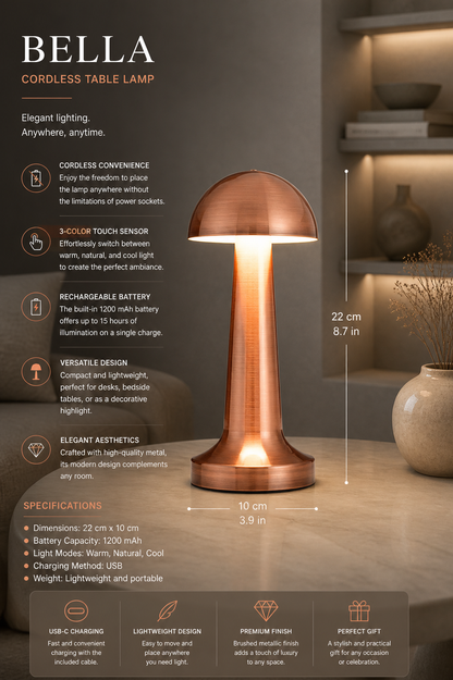 Bella | Cordless LED Table Lamp