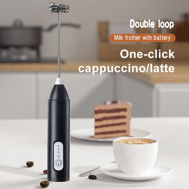 Compact Electric Milk Frother | Handheld Stainless Steel Whisk for Creamy Coffee and Cappuccinos 0