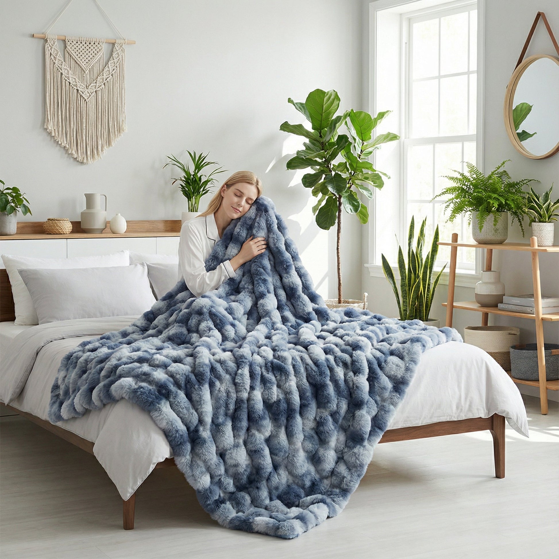 Cozy Home | Faux Rabbit Fleece Blanket with Plush Texture | Versatile Throw for Comfort and Style 0
