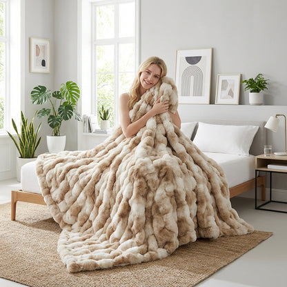 Cozy Home | Faux Rabbit Fleece Blanket with Plush Texture | Versatile Throw for Comfort and Style 10