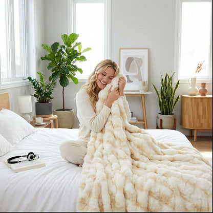 Cozy Home | Faux Rabbit Fleece Blanket with Plush Texture | Versatile Throw for Comfort and Style 5