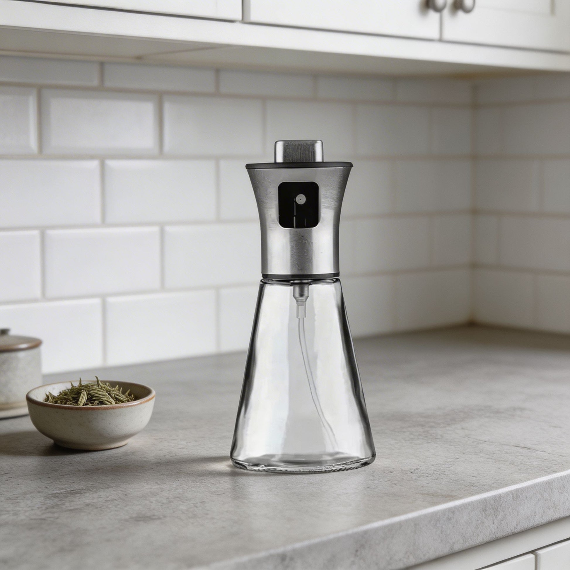 Culinary Essentials | Refillable Spray Bottle with Fine Mist Nozzle | Stainless Steel Design for Precise Oil Application 2