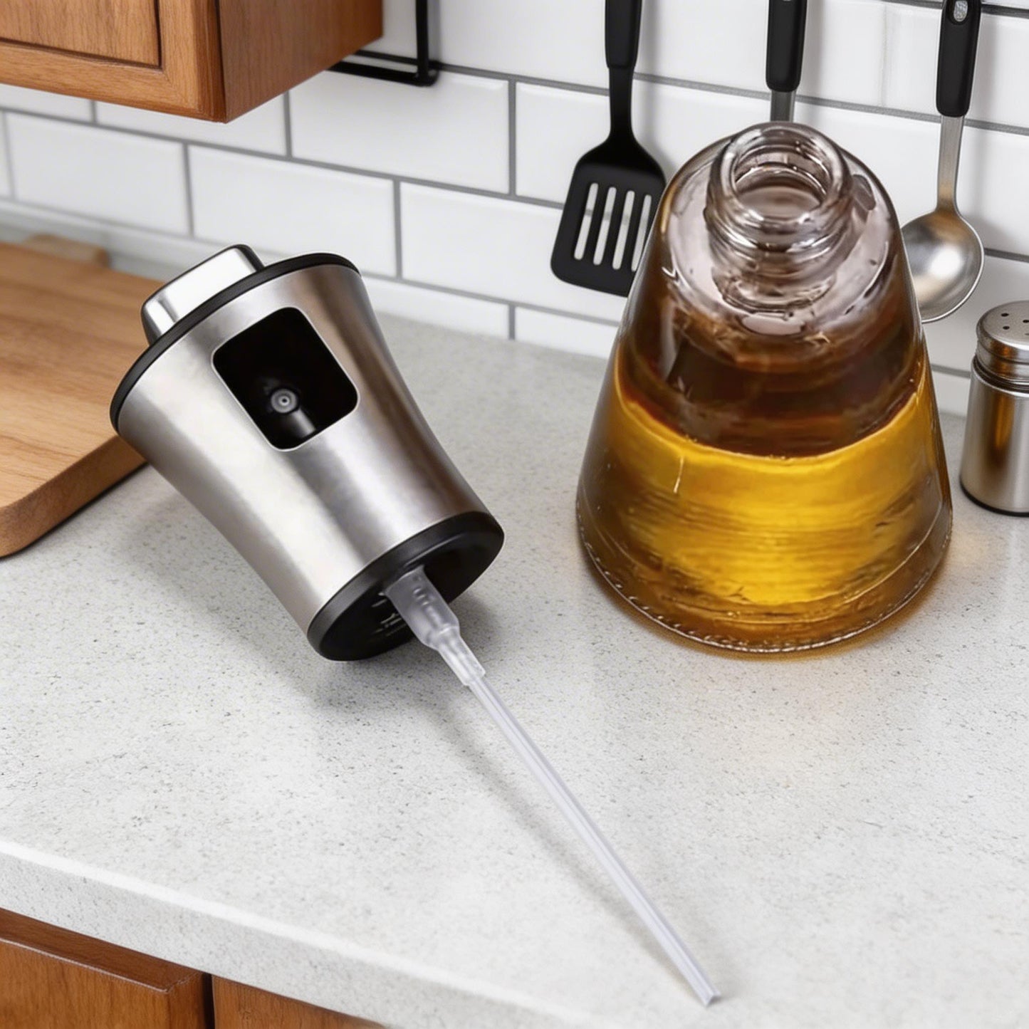 Culinary Essentials | Refillable Spray Bottle with Fine Mist Nozzle | Stainless Steel Design for Precise Oil Application 4
