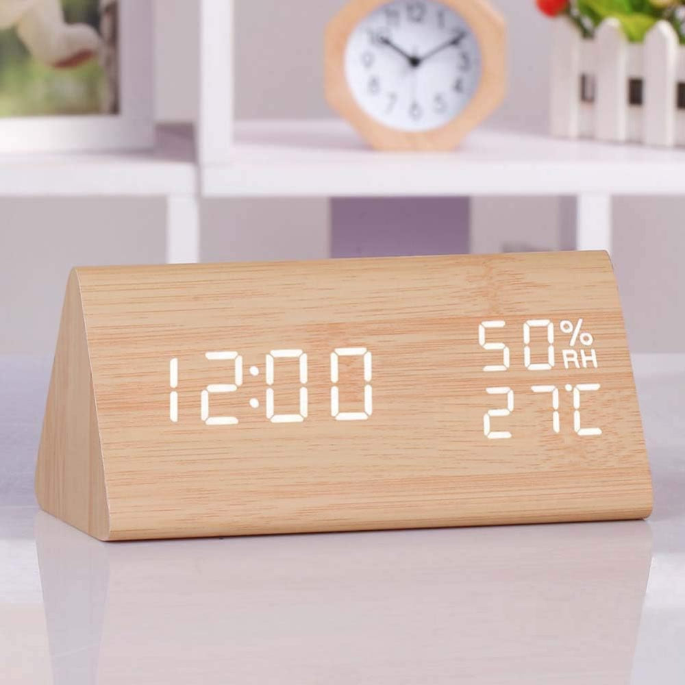 EchoWood | Wooden Digital Clock with Voice Control & Touch Activation - Elegant Design for Modern Homes 0