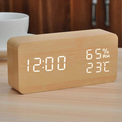 EchoWood | Wooden Digital Clock with Voice Control & Touch Activation - Elegant Design for Modern Homes 1