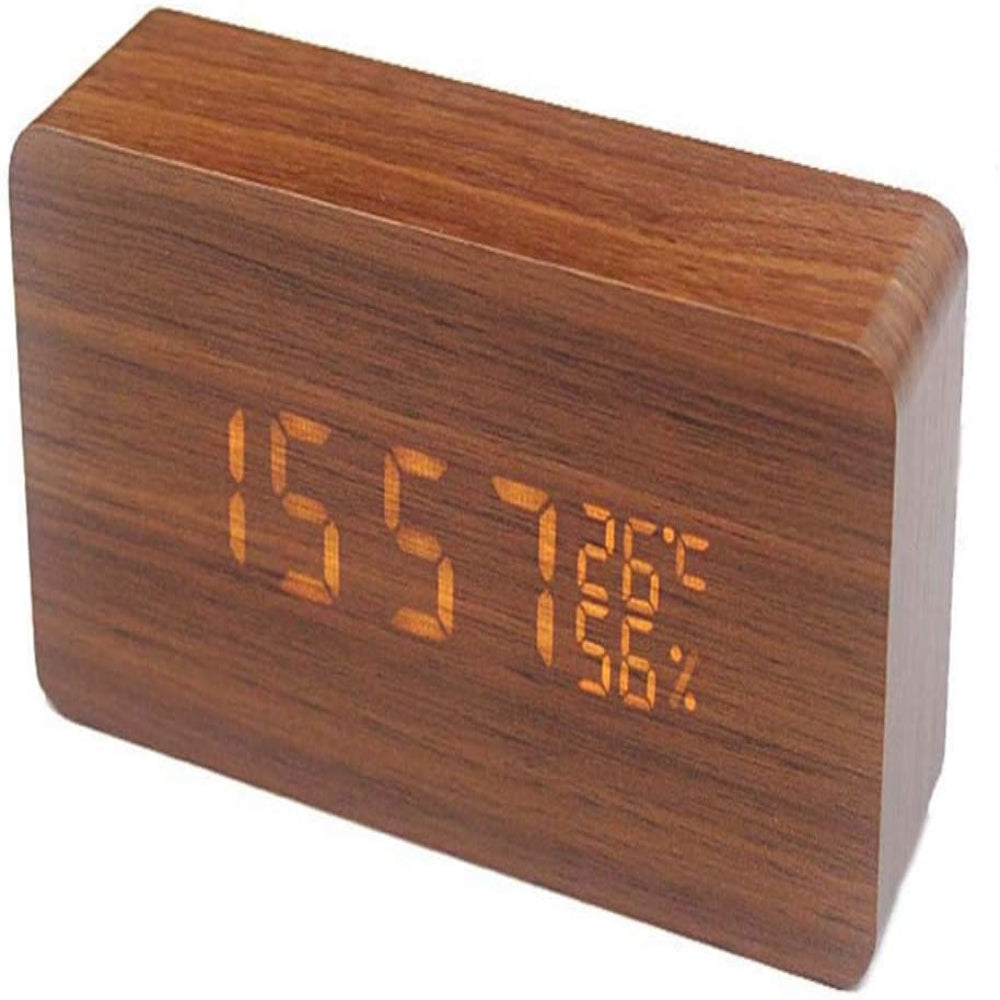 EchoWood | Wooden Digital Clock with Voice Control & Touch Activation - Elegant Design for Modern Homes 3