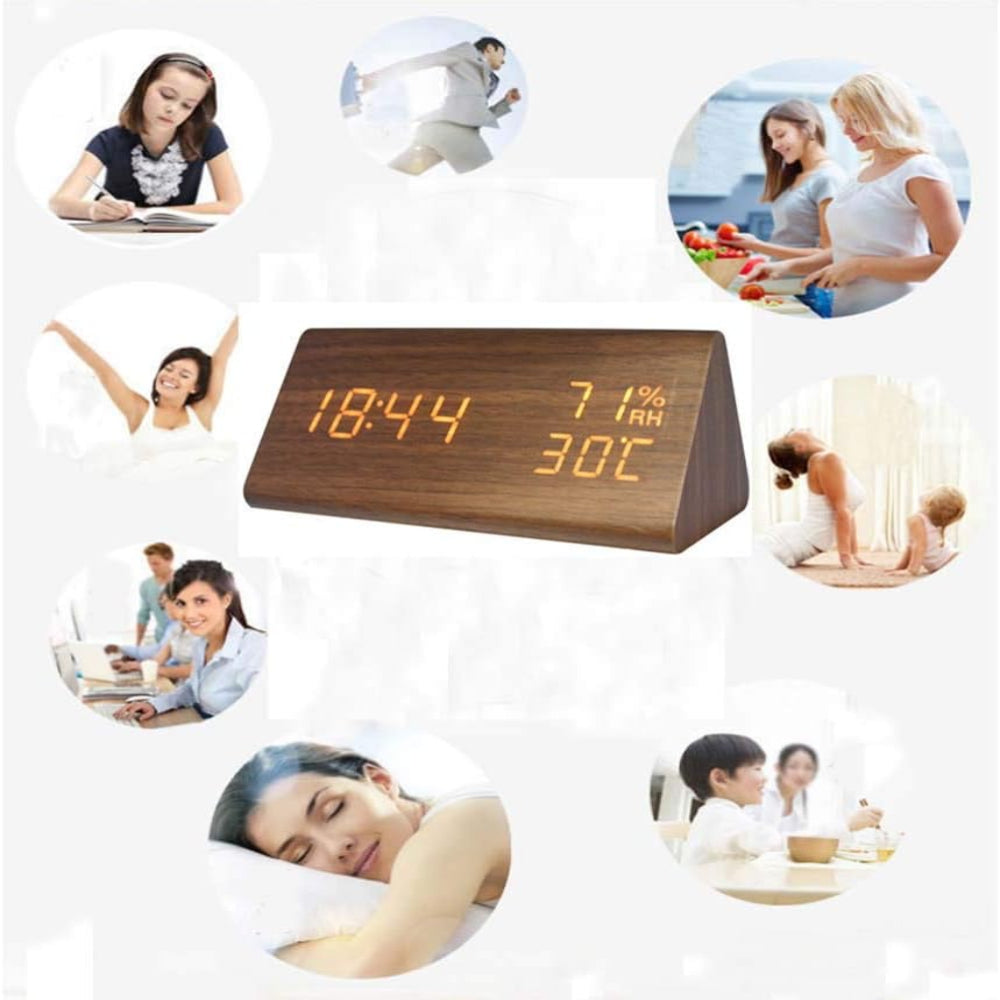 EchoWood | Wooden Digital Clock with Voice Control & Touch Activation - Elegant Design for Modern Homes 5