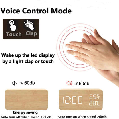 EchoWood | Wooden Digital Clock with Voice Control & Touch Activation - Elegant Design for Modern Homes 8