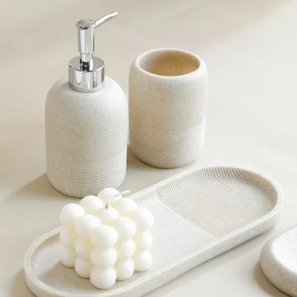 Eco-Friendly Bathroom Accessory Set with Modern Resin Design | Complete Essentials for Stylish Organization 2