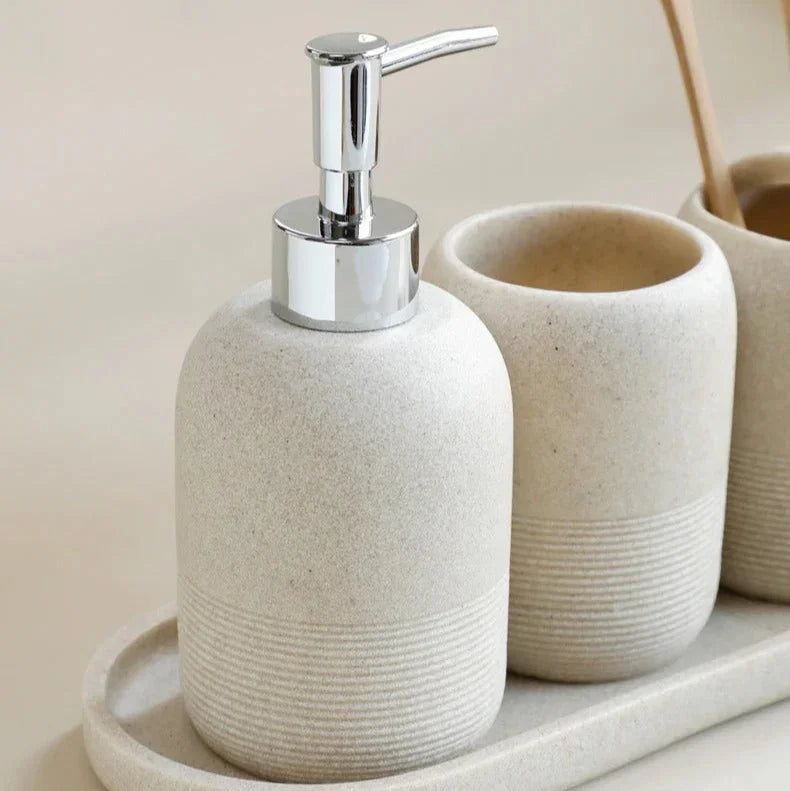Eco-Friendly Bathroom Accessory Set with Modern Resin Design | Complete Essentials for Stylish Organization 4