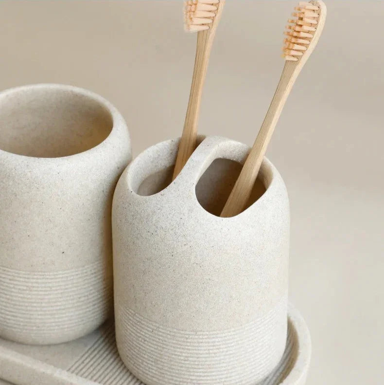 Eco-Friendly Bathroom Accessory Set with Modern Resin Design | Complete Essentials for Stylish Organization 5