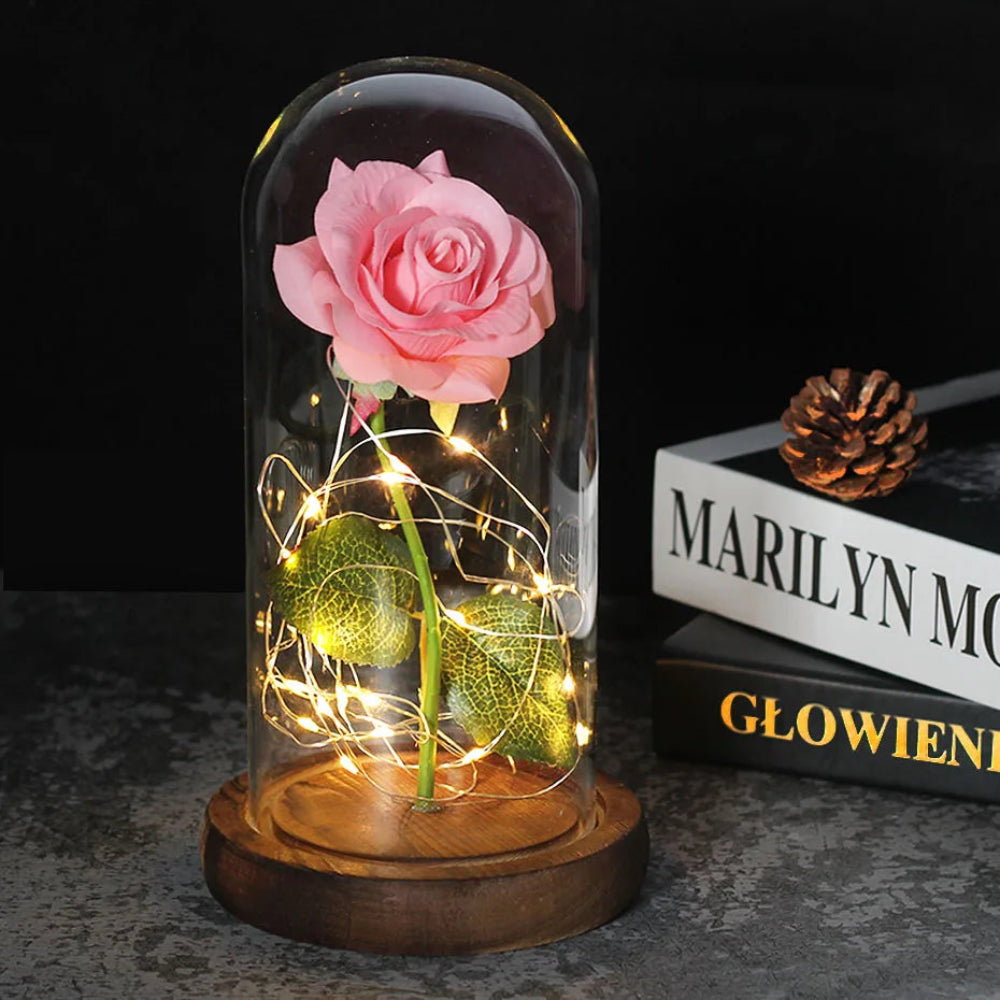 Elarosa | Elegant Preserved Rose Glass Dome Home Decor with LED Light 1