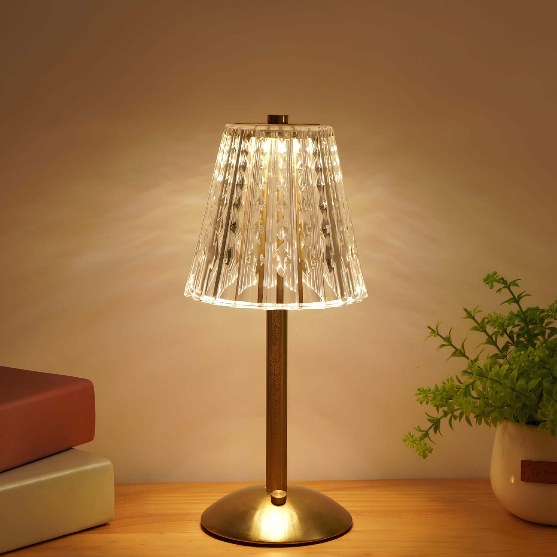 Elegant Crystal Table Lamp | Cordless Touch Control Design with Rechargeable Battery for Versatile Bedroom Lighting 3