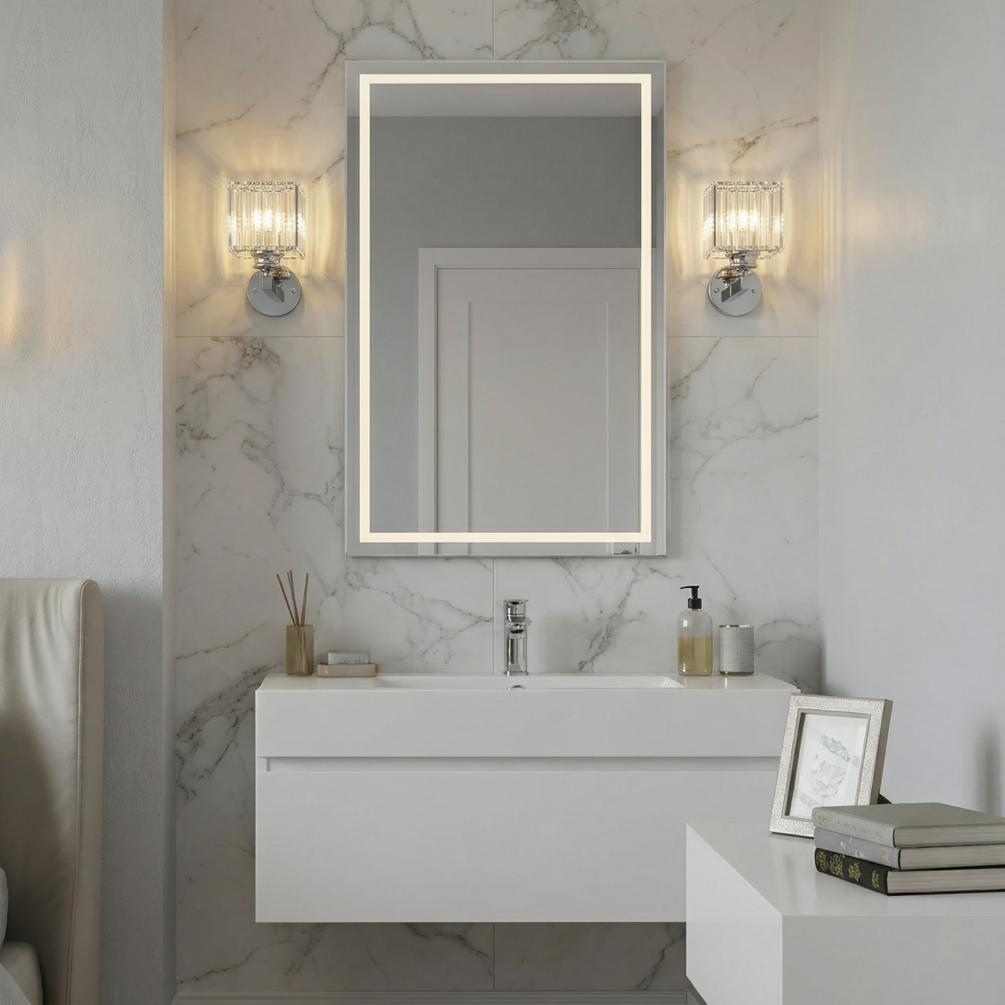 Elegant Crystal Wall Sconces | Dimmable Design with Luxurious Accents | Perfect Lighting for Sophisticated Ambiance 2