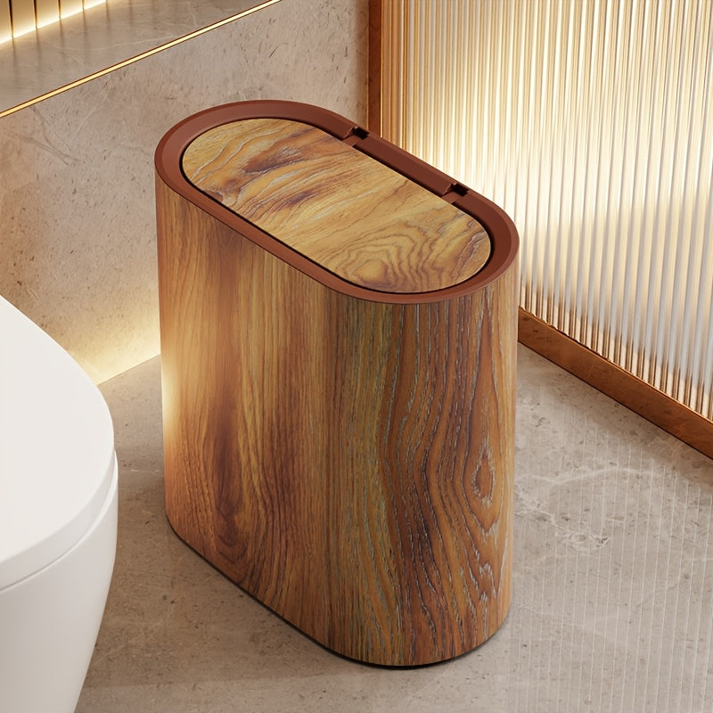 Elegant Marble Pattern | Kitchen Trash Can with Lid | Space-Saving Oval Bin for Stylish Home Decor 6
