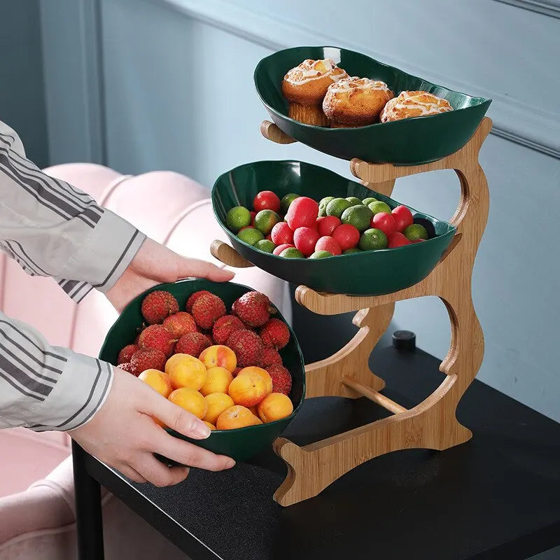 Elegant Three-Tier Plastic Fruit Bowl with Space-Saving Design for Stylish Kitchen Storage 1