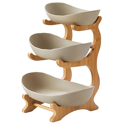 Elegant Three-Tier Plastic Fruit Bowl with Space-Saving Design for Stylish Kitchen Storage 3