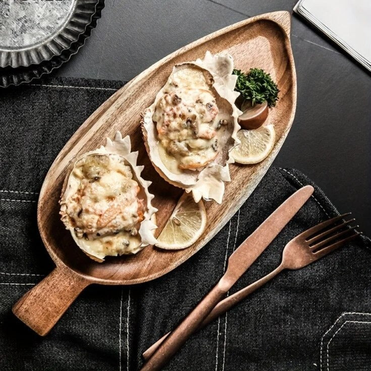 Elegant Wooden Serving Plate with Elongated Design for Stylish Dining 3