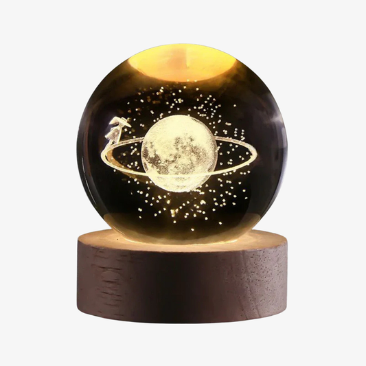 ElysianGlow | Enchanting Ethereal Glass Orb Light with Wooden Base 1