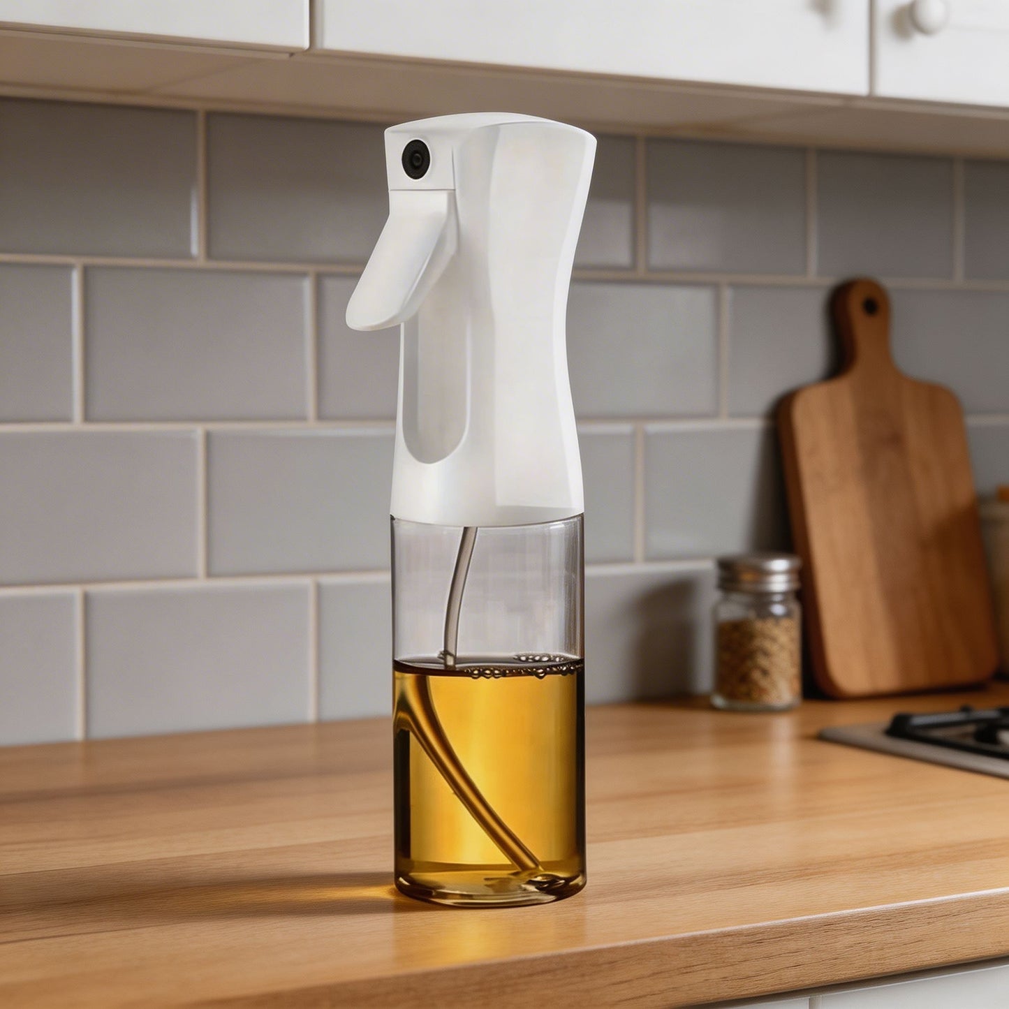 Ergonomic Glass Oil Spray Bottle with Fine Mist Nozzle for Healthy Cooking | Refillable Oil Sprayer for Air Fryer and Grilling 4
